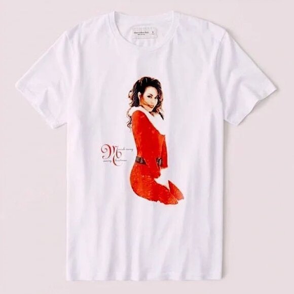 Abercrombie & Fitch Mariah Carey Christmas White Tee Size XXL - Picture 1 of 12
